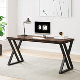 Tribesigns Writing Computer Desk, 55 inch Heavy Duty Study Desk with Z-Shaped Metal Leg, Modern Simple Home Office Computer Desk, Rustic Brown Tribesigns
