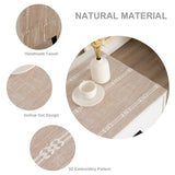 Hpxrom Rustic Small Linen Table Runner Farmhouse Burlap Boho Striped Table Runners Light Coffee Short Table Runner with Hand-Tassels for Dining Wedding Dresser and End Table Decor 14 x 36 Inches Hpxrom