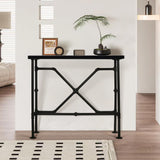 Narrow Industrial Bar Table in Rustic Walnut - 47.24" High Top for Small Spaces LOKKHAN