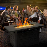 Hykolity 42 Inch Gas Fire Pit Table, 60,000 BTU Propane Pits for Outside with Steel Lid and Waterproof Cover, 2 in 1 Firepit Table Gatherings Parties on Patio Deck Garden Backyard, Black hykolity