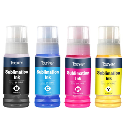 Tounker Sublimation Ink for EcoTank Supertank Inkjet Printer ET-2400 ET-2720 ET-2760 ET-2750 ET-2800 ET-2803 ET-4800 ET-3760 ET-2850 WF-7720 ET-15000 Heat Press Transfer on Mugs, Polyester Shirts etc