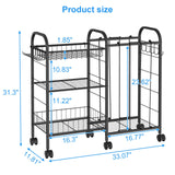 NEYCIL Ball Storage Rack, Sports Ball Storage Cart with 6 Wheels, Elastic Strap, Removable Basket, Hooks, Sports Equipment Organizer For Garage, Children's Room, Court, School, Small Gym, Outdoor NEYCIL