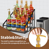 Coffee Syrup Organizer Rack, Liquor Bottle Display Shelf, Spice Racks, 4-Tier 16 Syrup Bottles Holder Stand for Coffee Bar Kitchen Small Wine Rack for Bar Family Storage for Syrup Wine Dressing YQBRAO