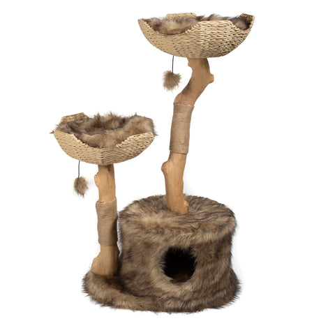 MAU Modern Cat Tree Tower for Large Cats, Real Branch Luxury Wood Cat Tower, Cat Scratching Tree, Cat Condo, Cat Lover Gift, by Mau Lifestyle Mau Lifestyle