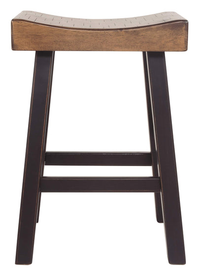 Signature Design by Ashley Glosco Farmhouse 25.5" Counter Height Saddle Barstool, Set of 2, Two-Tone Brown - WoodArtSupply