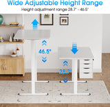 BLKMTY Electric Standing Desk Adjustable Height Computer Desk 24"x55" Home Office Desk Ergonomic Raising Desk Sit Stand Desk with Headphone Hook 20db Noiseless Lifting Desk for Adult, White BLKMTY