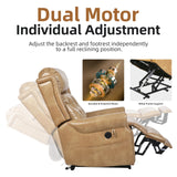 RUTOX Large Power Lift Recliner Chair for Elderly, Oversized Lay Flat Lift Chair with Adjustable Headrest, Leather Recliner Chairs with Massage and Heat, Infinite Position,Extended Footrest,Beige RUTOX