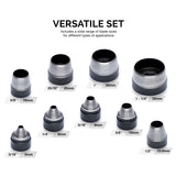 NEIKO 02614A Interchangeable Large Hollow Hole Punch Tool Set, 10 Piece, Gasket Maker, Heavy Duty Gasket Punch Set, Includes Hole Puncher Tool Carrying Case, Leather Punch Set NEIKO