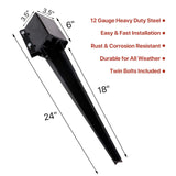 Sekcen 6 Pcs Fence Post Anchor Ground Spike 4x4 Metal Post Stake 24 Inch for Mailbox Deck Railing Black Sekcen