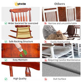 Outvita Outdoor Rocking Chair, Solid Wooden Frame High Back Rocker, All Weather Lounge Chair for Indoor, Garden, Patio, Balcony, Backyard Porch Rocker (1, Natural) Outvita