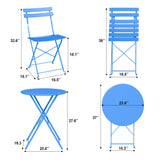 Bistro Table and Chairs Set of 2, 3 Piece Outdoor/Indoor Folding Patio Bistro Sets, 2 Chair Patio Furniture Set with Table, Premium Frame Foldable Coffee Tables for Balcony, Yard, Garden, Blue IDEALHOUSE