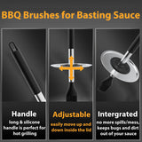 Geesta Adjustable Sauce Pot and Basting Brush Set, Long Stainless Steel Basting Brush for Cooking, Smoking, Fathers Day Grilling Gifts for Men Smoker Accessories, Large Capacity Grilling Tools, 1 Pack Geesta