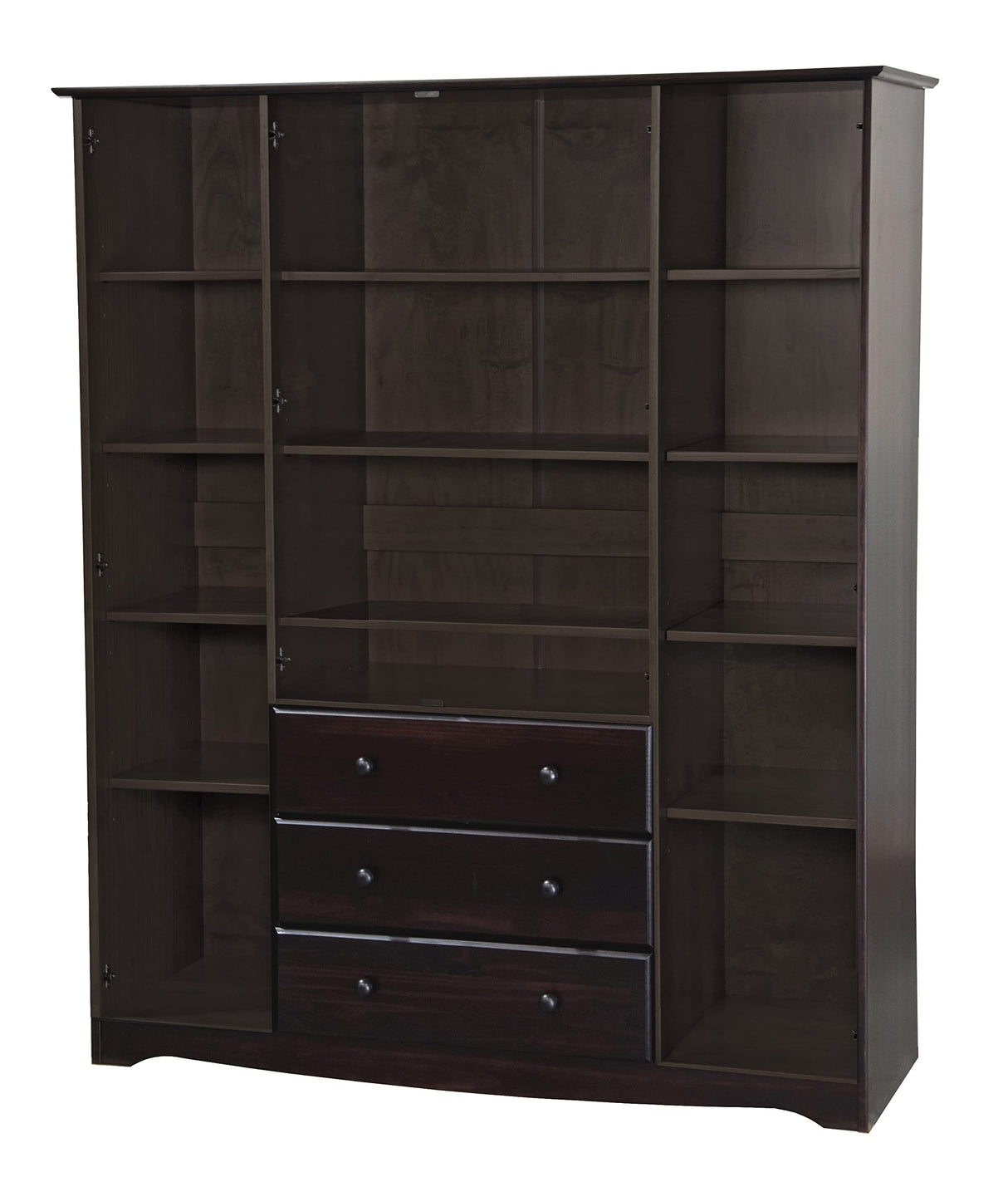 Palace Imports 100% Solid Wood Family Wardrobe Closet Armoire, Java, 3 Clothing Rods Included, 60.25" w x 72" h x 20.75" d, Renewable Eco-Friendly Wood, Made in Brazil Palace Imports