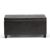 SIMPLIHOME Dover 36 inch Wide Contemporary Rectangle Storage Ottoman Bench in Tanners Brown Vegan Faux Leather, Assembled, For the Living Room, Entryway and Family Room SIMPLIHOME