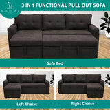 Naomi Home Jenny Tufted Sectional Sofa Sleeper with Storage Chaise, Pull-Out Couch with Storage, Sectional Sofa Bed, L-Shaped Reversible Sleeper Sofa with Storage, Dark Brown, Velvet Naomi Home