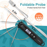 Ultrean Digital Meat Thermometer for Cooking,Ultra-Fast Instant Read Food Thermometer with Backlight,Foldable Probe,Waterproof Kitchen Thermometer for BBQ,Grill,Fry,Oven,Candy Making Ultrean