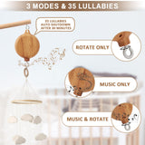Floor-Standing Crib Mobile Arm with Music Box - 65 Inch Mobile Arm for Crib - 100% Beech Wood - Crib Mobile Motor - Volume Control - 35 Lullabies - Wooden Nursery Decor - Baby Mobile Hanger EBINGMIMA