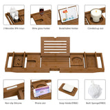 Bamboo Bathtub Tray for Luxury Bathroom, Expandable Premium Bath Tray with Soap Towel Book Holder, Luxury Spa Wooden Bath Table for Reading Laptop Over The Clawfoot Walnut Zhuoyue