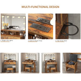 Vabches Makeup Vanity with Lighted Mirror & Power Outlet, White Vanity Set Vanity Desk, Clearance Makeup Vanity 3 Lighting Colors, Brightness Vabches