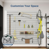 Neoaider Slatwall Panel 4 FT x 4 FT, Interlocking Slat Wall Paneling, Wall Mounted PVC Wallpanel, Suitable for Garage Storage and Organizer, Slatwall Board, Shelves - Grey Neoaider