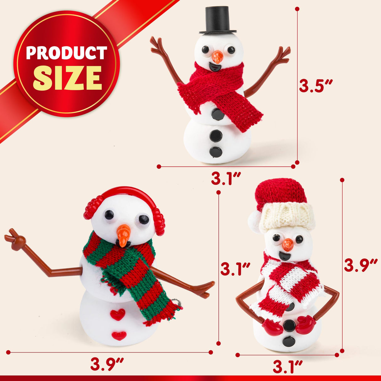 JOYIN Christmas Build Your Snowman Craft Kit, 3 Pack DIY Snowman Christmas Craft Kit for Arts and Craft Activities, Xmas Gift Stocking Stuffers for Kids, Party Favor School Funny Toy JOYIN