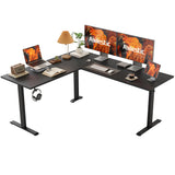 Agilestic L Shaped Standing Desk Adjustable Height, Electric Corner Standing Desk, 63 x 55 inch Sit Stand Computer Table with Splice Board, Gaming Table, Black Agilestic