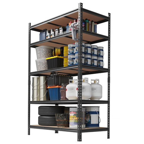 Storage Shelves 5 Tier Garage Shelving Heavy Duty Adjustable Metal Shelving Unit, Garage Shelves for Basement, Warehouse, Pantry, Closet, Kitchen 72 in H x 48 in W x 24 in D, Black Garvee
