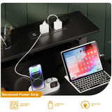 iSunirm 47 inch Computer Desk with Power Outlets, Gaming Desk with LED Lights, Home Office Work Desk with Monitor Shelf, Modern Office Desk Study Writing Table for Small Spaces, Black iSunirm