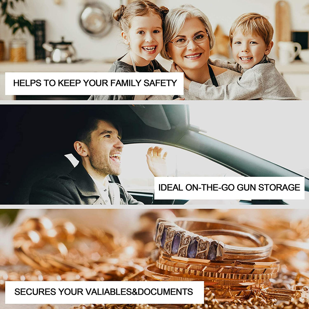 TIGERKING Gun Safes for Pistols, Quick Access Pistol Safe with Four-Keypad and 2 Emergency Keys, Gun Lock Box for Nightstand, Car, Home TIGERKING