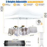 HOTEEL 10x15 Pop up Canopy Tent for Parties, Heavy Duty Easy Setup Tent Without Sidewalls, Outdoor Commercial Instant Gazebo for Wedding Event, with Roller Bag & Sand Bags, White(Hexagonal Frame) Hoteel