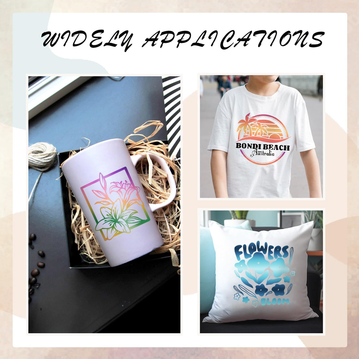 HTVSTD Gradient Sublimation Transfer Ink Paper - 15 Sheets 12"x10" Ombre Color Sublimation Transfer Paper for Tumbler T-Shirts DIY Sublimation Paper Compatible with Cricut/Cameo HTVSTD