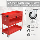 Pelnuies 3 Tray Tool Cart with Drawers, 400 LBS Capacity Rolling Tool Cart on Wheels, Heavy Duty Utility Cart with Pegboard, Mechanic Tool Storage Cart for Garage, Warehouse and Repair Shop, Red Pelnuies