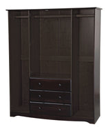 Palace Imports 100% Solid Wood Family Wardrobe Closet Armoire, Java, 3 Clothing Rods Included, 60.25" w x 72" h x 20.75" d, Renewable Eco-Friendly Wood, Made in Brazil Palace Imports