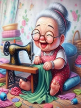 GUMITOON Diamond Art Kits for Adults-Diamond Art Paintings-Cartoon Grandma Full Drill Diamond Dots Paintings for Beginners, Round 5D Paint with Diamonds Pictures Gem DIY Crafts Kits 12"x16" GUMITOON