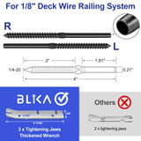 BLIKA 40 Pack T316 Stainless Steel Black Right&Left Handed Thread Swage Lag Screws for Wood Posts of 1/8" Deck Cable Railing Kit, Wire Railing Kit for Decks with Wrench, DIY Wood Baluster BLIKA