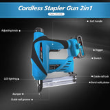 Nail Gun Battery Powered, Cordless Nail Gun with 2 * 2.0Ah Li-ion Battery, 20V 2 in 1 Electric Nail Gun with Staple Remover, Battery Nail Gun for Upholstery, Small Projects and Woodworking jovant