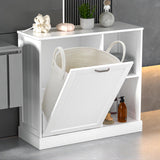 GAZHOME White Tilt-Out Laundry Hamper Cabinet with Adjustable Shelves and Baskets GAZHOME