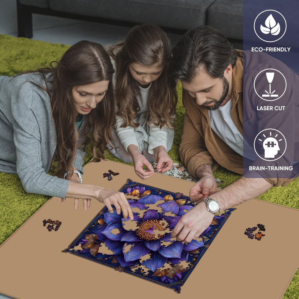 Mys Aurora Puzzles for Adults Mandala Flower Wooden Puzzles, 200 Pieces Unique Shaped Lotus Yoga Gifts Jigsaw Puzzles, for Yoga Lover, Fun Challenge Family Game 11.2'' x 11.2'' Mys Aurora