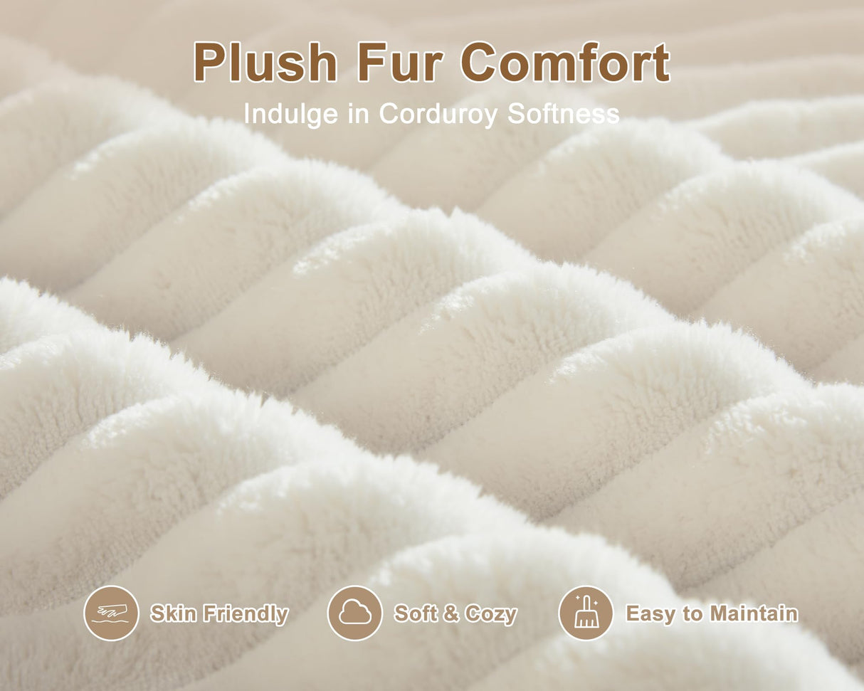 Busaurus 62" Oversized Chaise Lounge Chair Indoor, Fluffy Corduroy Upholstered Boneless Couch, Convertible Sleeper Sofa Bed & Reading Chair, Cloud Sofa Couches for Living Room, No Assembly, Beige Busaurus