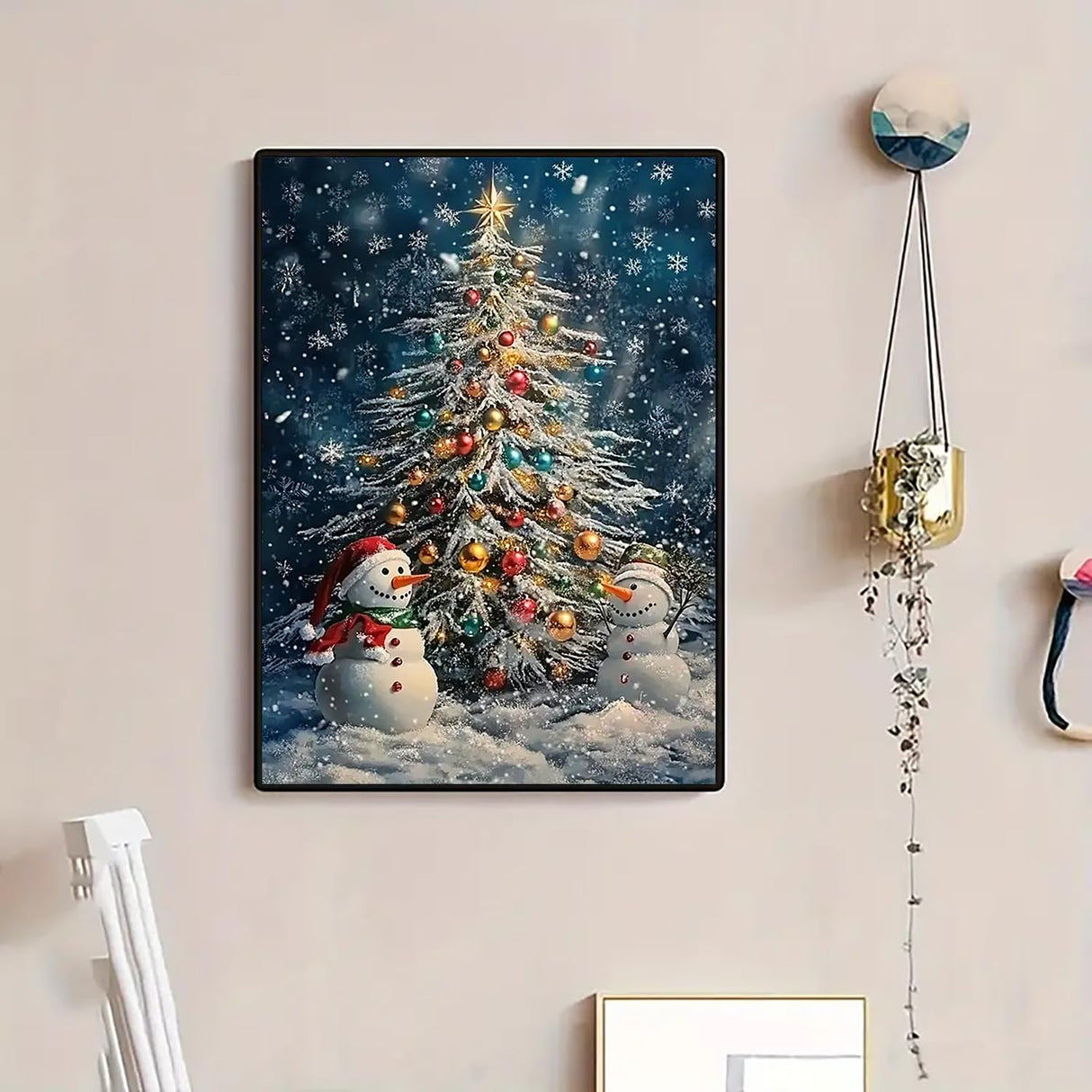 Christmas Tree Snowman Diamond Art Kits for Adults, 5D Diamond Painting Kits for Adults Beginners, DIY Full Round Drill Diamond Dot Painting Gem Art Kits for Adult, Home Wall Decor 11.8x15.7 Inch VCLKDIY