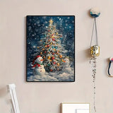 Christmas Tree Snowman Diamond Art Kits for Adults, 5D Diamond Painting Kits for Adults Beginners, DIY Full Round Drill Diamond Dot Painting Gem Art Kits for Adult, Home Wall Decor 11.8x15.7 Inch VCLKDIY