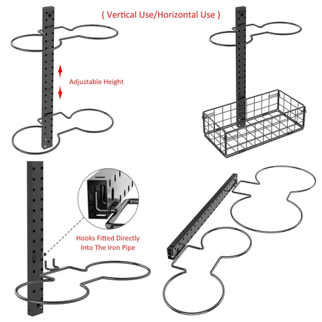 8 Tier Detachable Wall Mounted Basketball Rack,Vertical/Horizontal Football Holder,Holds 14 Balls DIY1/2/3/4 Soccer Stand,Height-Adjustable Ball Rack With Basket For Garage,Tool Room Feyejade