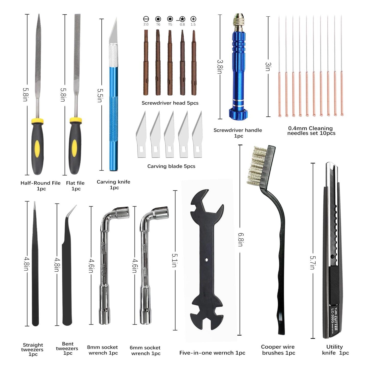 Inf3Dcoord 3D Printer Tool Kit Box includes Filament Cutting, Cleaning Needles, Needle Nose Plier, Electronic Digital Caliper, Knife Clean Up Kit, Brushes for 3D Printers Finishing, Cleaning, - WoodArtSupply