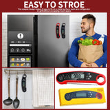 Leelosp 3 Pcs Digital Meat Thermometer with Probe Waterproof Fast Read Food Thermometer Kitchen Grilling Cooking Thermometer with Backlight Magnet and Calibration for Baking BBQ Outdoor, Red and Black Leelosp