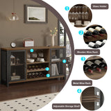 Launica Wine Bar Cabinet, Industrial Coffee Bar Cabinet Farmhouse for Liquor and Glasses, Sideboard Buffet Cabinet with Storage Rack for Home Kitchen Dining Room, Rustic Oak, 55 In Launica