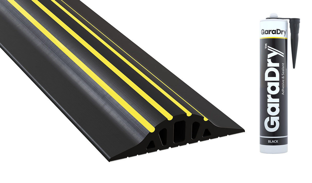 1 ¼” High Garage Door Threshold Seal Kit 10'3" Length | Flexible PVC | Complete Kit Includes 1 Adhesive | GaraDry GARADRY