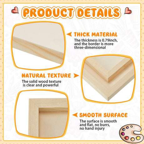 Barydat 24 Pcs Wood Panels for Painting 8'' x 8'' Unfinished Wood Canvas Board Artist Wall 0.79'' Deep Cradled Wood Canvas Panels for Painting Pouring Arts Craft Painting Barydat