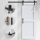 EaseLife 32in x 84in Sliding Barn Door with 5.5FT Barn Door Hardware Track Kit Included,Solid LVL Wood Slab Covered with Water-Proof & Scratch-Resistant PVC Surface,DIY Assembly,Easy Install,White EaseLife