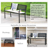BestShop Patio Bench - Outdoor Metal Garden Bench with Armrests, 480lbs, Cast Iron, Sturdy Steel Frame, Black BestShop