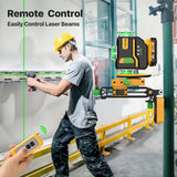 Laser Level 360 Self Leveling,DEGLASERS 4x360 Green Laser Level with 12V Rechargeable Battery(40 Hrs),Remote Control, Magnetic Rotating Stand,Hard DegLasers